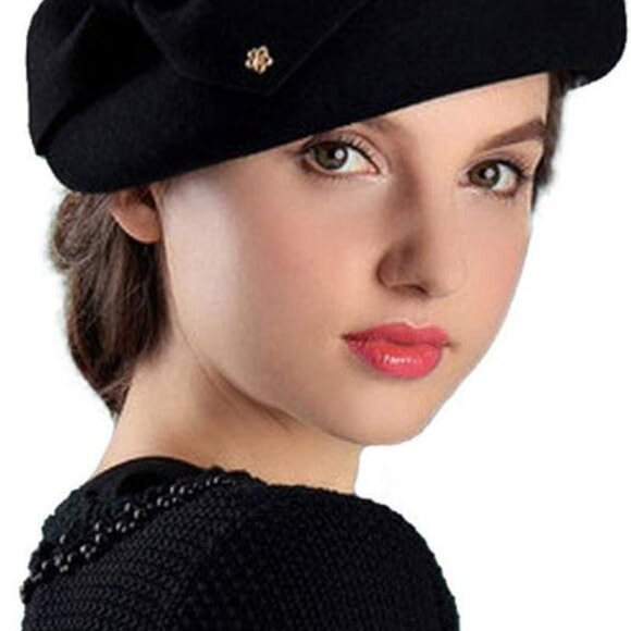 Womens Wool Felt French Berets Bowler Hat Artist Boina Bowknot Cap